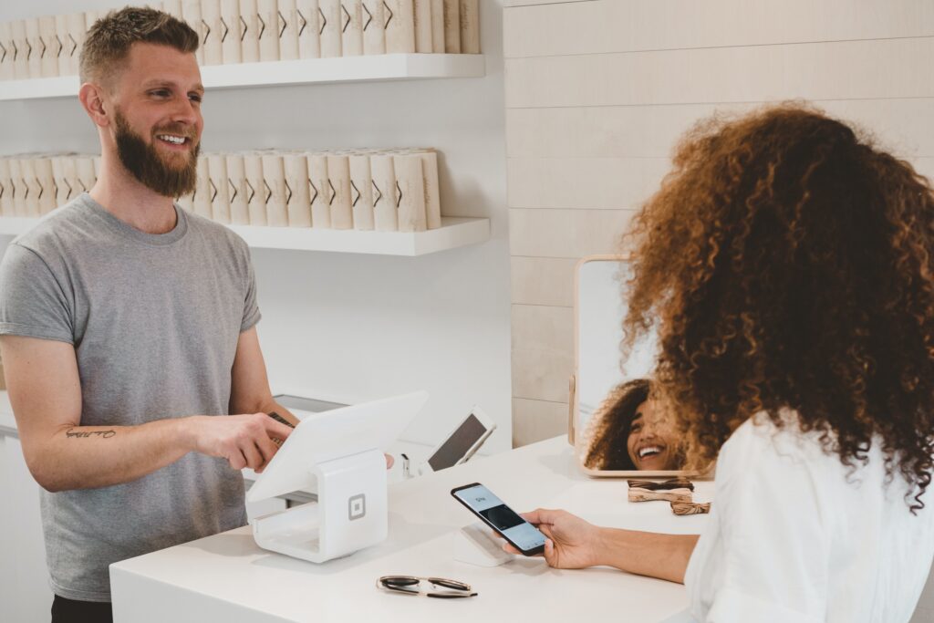 Staff with customer